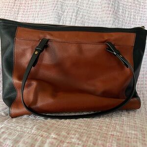 Fossil Black and Brown Leather Shoulder Bag